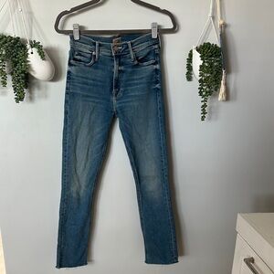 Mother Mid Rise Dazzler Ankle Fray Jeans - Blue size 25